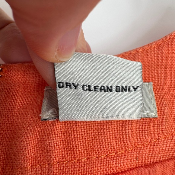 J. Peterman 1911 Linen Dress Size 16 Orange Fit Flare Midi Cottagecore Retro - Picture 11 of 11